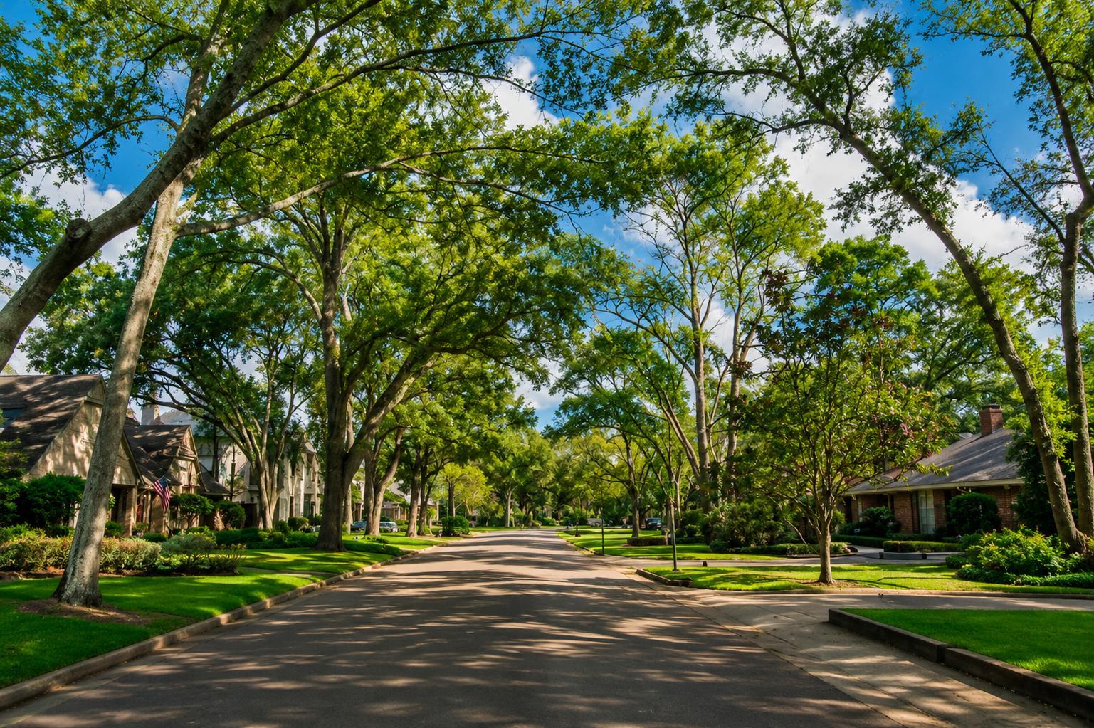 Houston-area neighborhood photograph; illustrative collection image, not a verified guest house listing